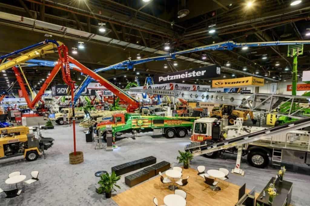 The Convention Center floor scatter with pumps and booms.